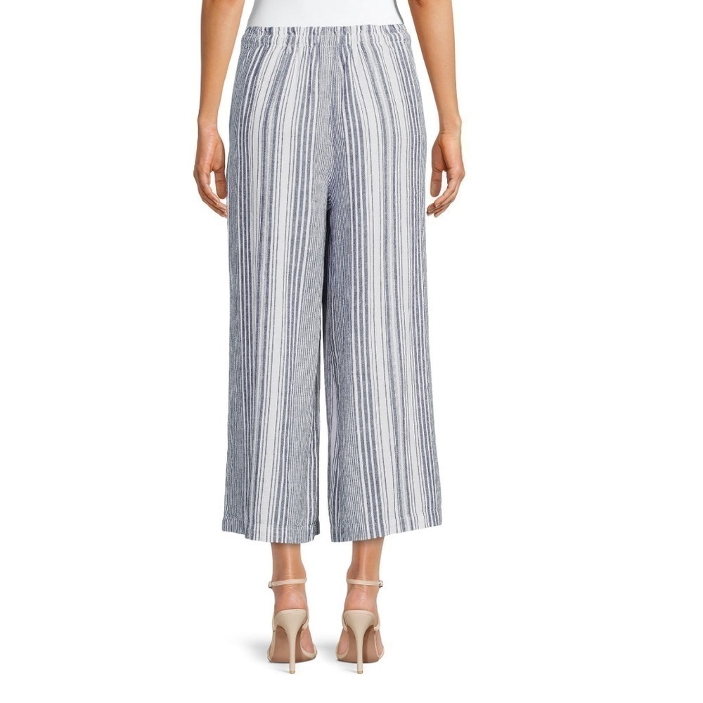 Time and Tru Women's High Rise Wide Leg Crop Linen Pants Women’s Sz L 12-14 - Picture 3 of 13